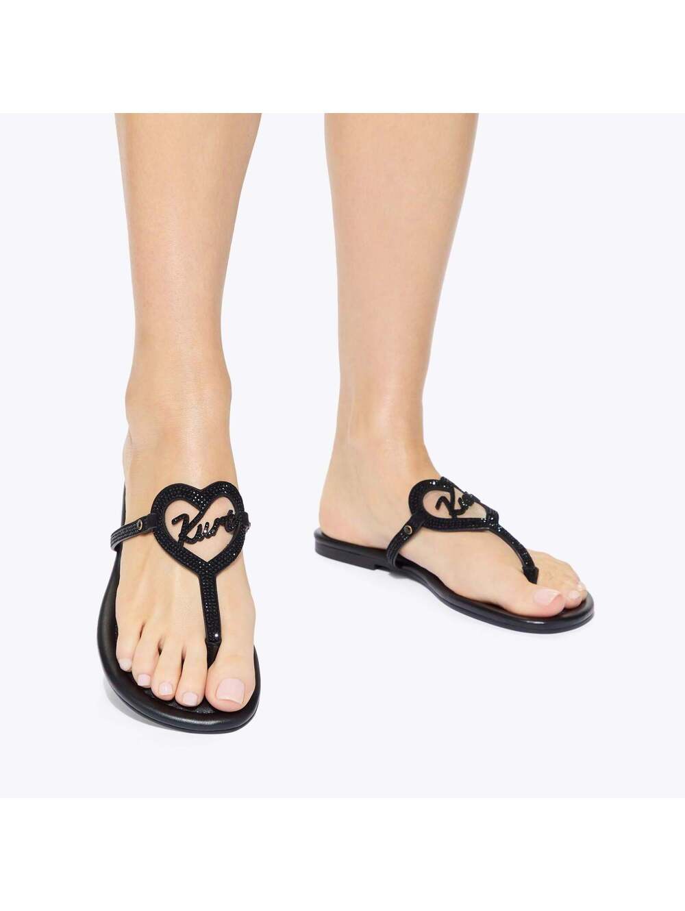 Kurt Geiger Heart T-Bar Black Crystal Sandal EU38.5/US7.5
